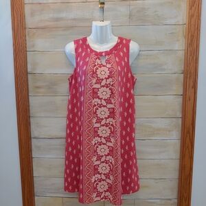 Xhilaration women sleeveless summer floral red pink boho halter sundress medium